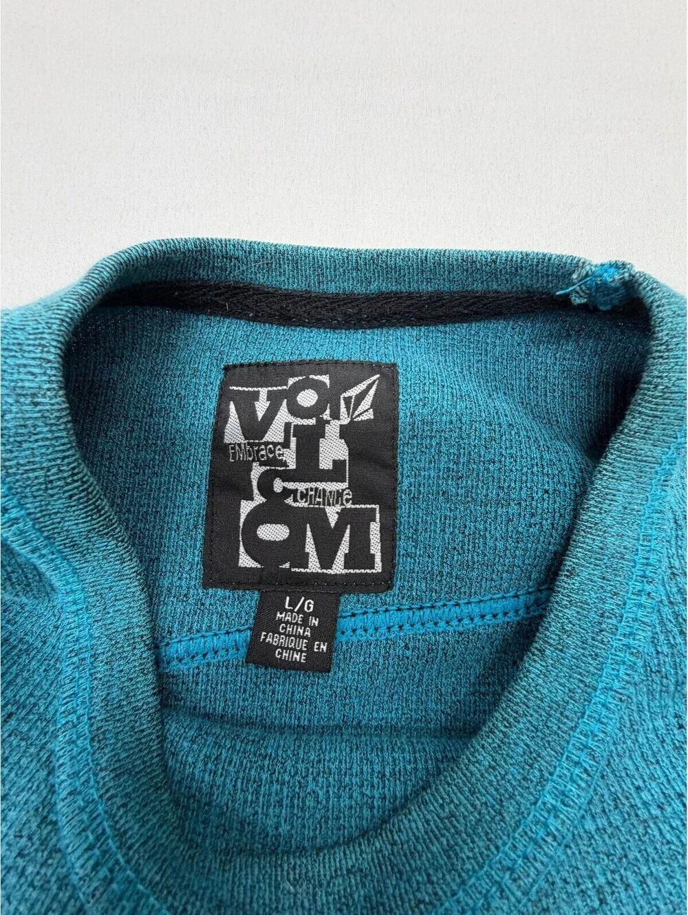 Volcom Men's Sweater Encore Marled Thermal Crew Neck Pullover Size Large Blue